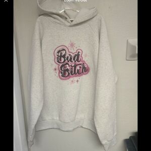 Dolls Kill White and Pink Retro Graphic Sweater
